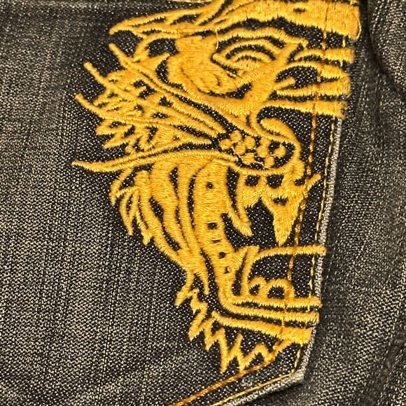 Ed Hardy Low Rise 90s Y2K Tiger Jeans Flair / Boot Womens Sz 28 Vintage RARE USA - Picture 3 of 16